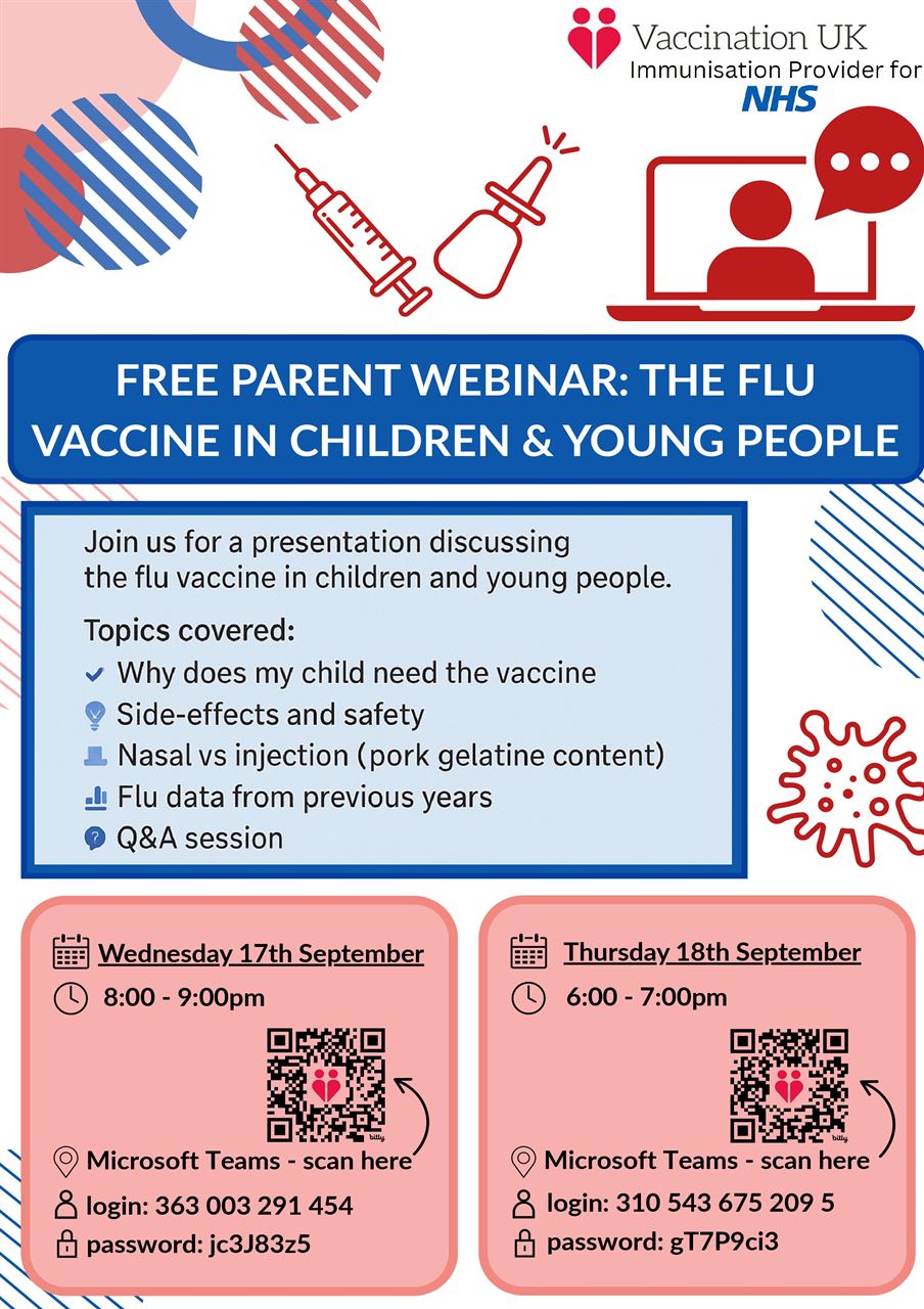 Free Parent Webinar: Flu Vaccine in Children and Young People